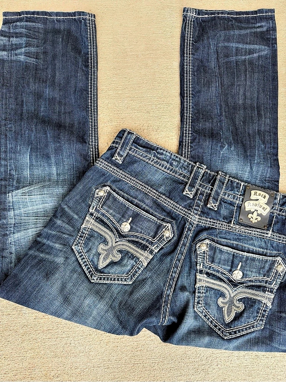 Men’s Rock Revival dark wash Dan straight size 34/34